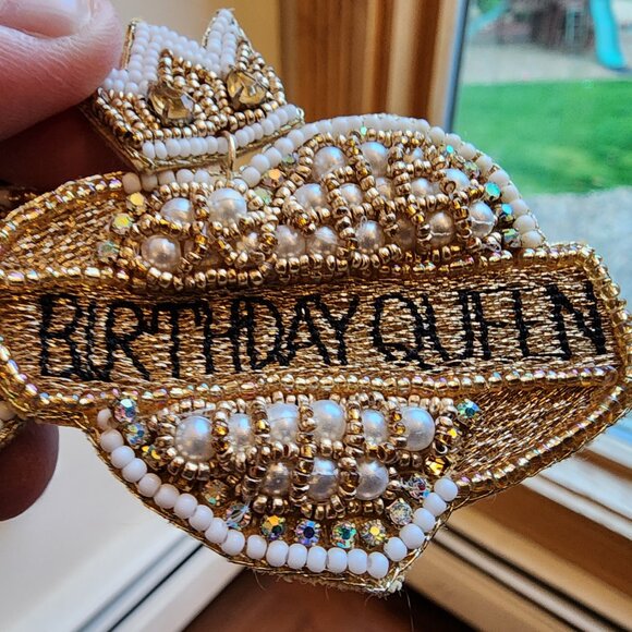 Claire's Birthday Queen Beaded Embroidered Earrings - Picture 11 of 14